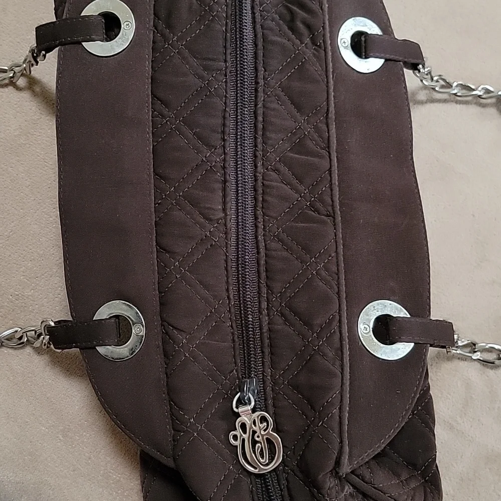 Vera Bradley Solid Brown Quilted Studded Doctor Stachel Shoulder Bag EUC